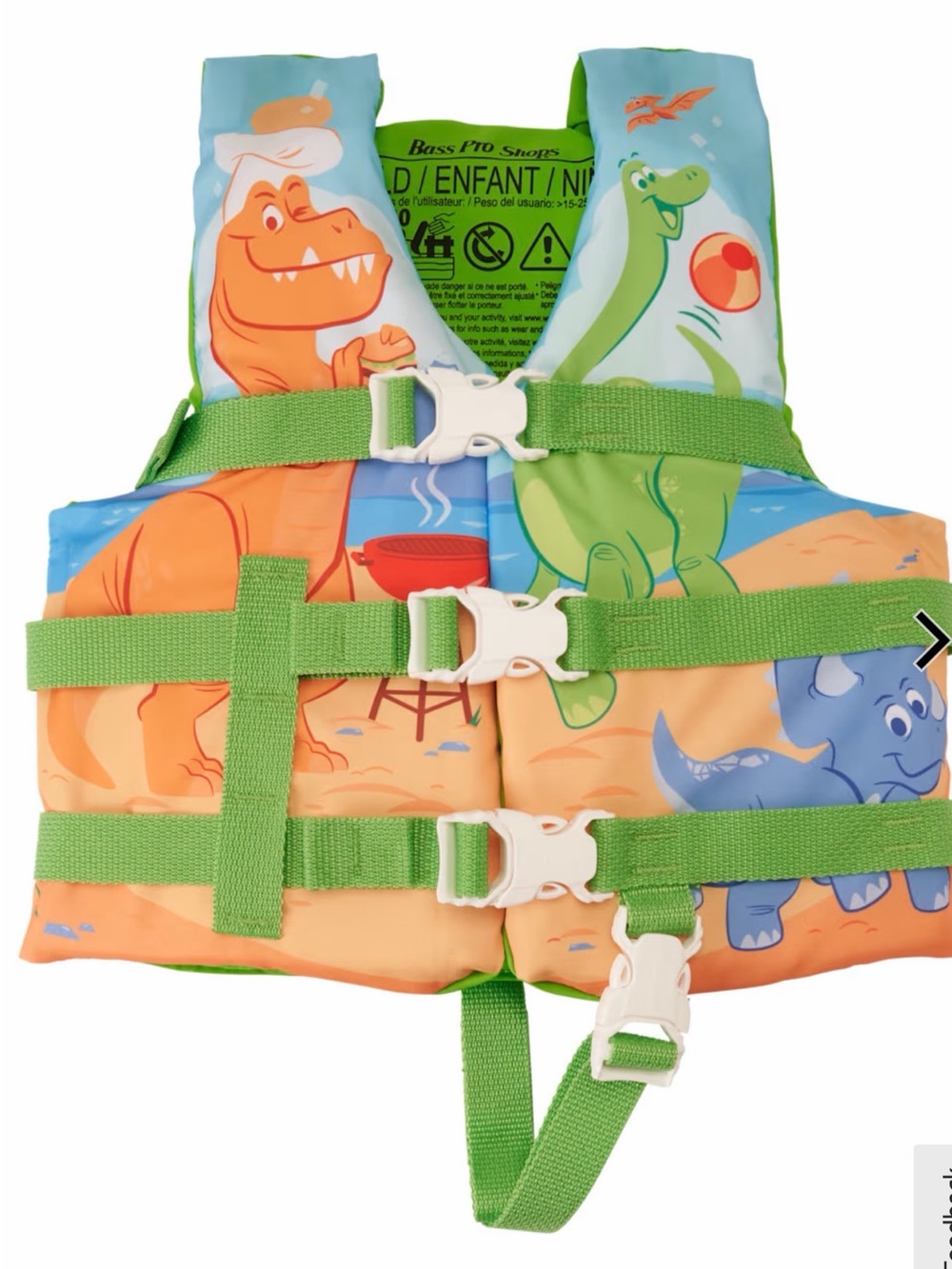 Bass Pro Shops Neon Green Child Life Jacket with Light Blue Trim